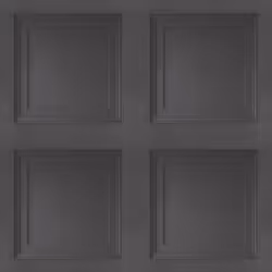 Black Wooden Panel 3D Effect Realistic Square Panelling Flat Wallpaper