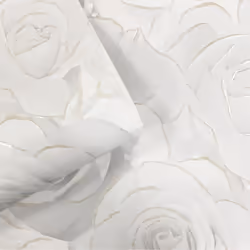 Madison Rose Floral Bloom White Flowers Silver Glitter Shimmer Feature Wallpaper