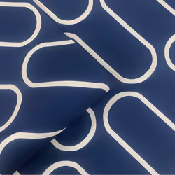 Navy Blue White Linear Curve Wavey Lines Minimalist Feature Wallpaper