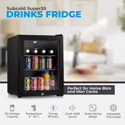 Subcold Beer Fridge 35L | Table-Top Mini Fridge | Super35 LED Black