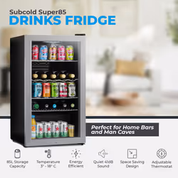 Subcold Super85 LED Undercounter Fridge | 85L Drinks Fridge - Silver