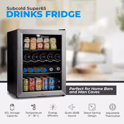 Subcold Super65 LED Mini Fridge | 65L Drinks Fridge - Silver