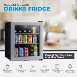Subcold Super50 LED Mini Fridge | 50L Drinks Fridge - Silver