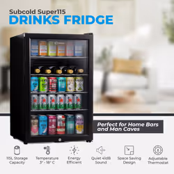 Subcold Super115 LED Undercounter Fridge | 115L Beer Fridge - Black