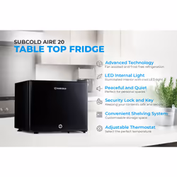Subcold 20L Mini Fridge Aire20 - Compact Table-Top Fridge - Black