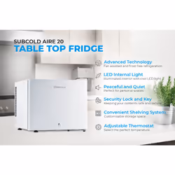 Subcold 20L Mini Fridge Aire20 - Compact Table-Top Fridge - White