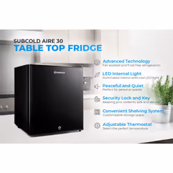 Subcold 30L Mini Fridge Aire30 - Compact Table-Top Fridge - Black