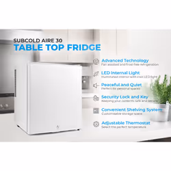Subcold 30L Mini Fridge Aire30 - Compact Table-Top Fridge - White