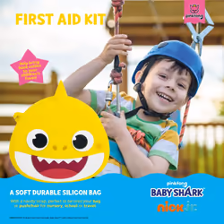 Baby Shark First Aid Kit - Small Mini Kits for Children In Silicon Bag- Home Car Travel Equipment Essentials for Childrens Health and Safety