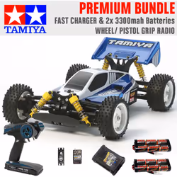 TAMIYA RC 58568 Neo Scorcher Buggy (TT-02b) 1:10 Premium Wheel Radio Bundle