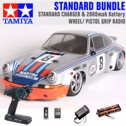 TAMIYA RC 58571 Porche Carrera RSR Martini TT02 1:10 Standard Wheel Radio Bundle