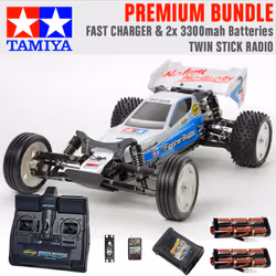 TAMIYA RC 58587 Neo Fighter Buggy DT03 1:10 Premium Stick Radio Bundle