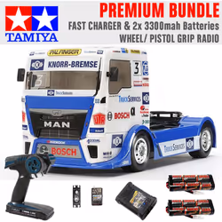 TAMIYA RC 58632 Team Hahn MAN Race Truck TT-01 1:10 Premium Wheel Radio Bundle