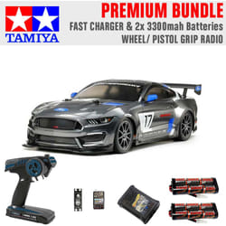 TAMIYA RC 58664 Ford Mustang GT4 (TT-02) 1:10 Premium Wheel Radio Bundle