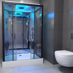 Insignia Premium Shower Cabin Enclosure Rectangle 1400x900mm Black Single Steam