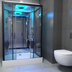 Insignia Premium Shower Cabin Enclosure Rectangle 1400x900mm Black Single Steam