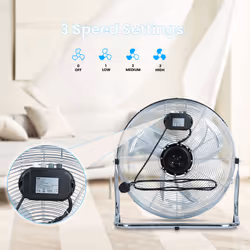 PureMate 20" Chrome Gym Floor Fan, Portable Cooling Fan for Home and office with 3 Speeds and Adjustable Fan Head with Tilting Feature