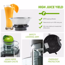 PureMate 600W NaturoPure Whole Fruit & Vegetable Juicer Machine