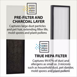PureMate PM520/9005W Replacement True HEPA & Active Carbon Filter Set (2 in 1)