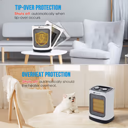 1800W Ceramic Fan Heater Automatic Oscillation and 3 Heat Settings