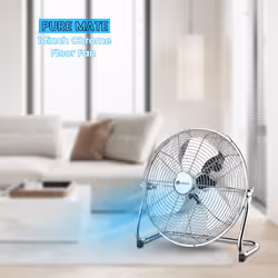 PureMate 14" Chrome Gym Floor Fan, Portable Cooling Fan for Home and office with 3 Speeds and Adjustable Fan Head with Tilting Feature