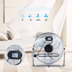 PureMate 14" Chrome Gym Floor Fan, Portable Cooling Fan for Home and office with 3 Speeds and Adjustable Fan Head with Tilting Feature