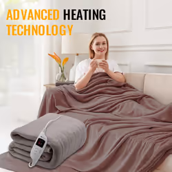 Fleece Electric Heated Throw with 9 Heat Settings Grey (XXL)