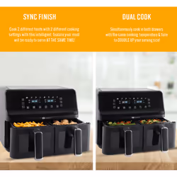 PureMate 8L Dual Air Fryer with Digital Display,  Oil Free 2500W