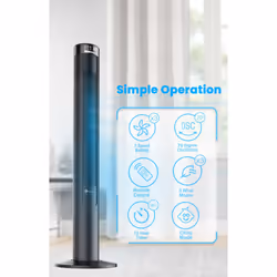 46-Inch Tower Fan with 3 Speed Settings, 4 Wind Modes, 12 Hr Timer and Remote Control