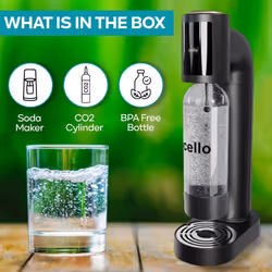 Cello 1 Litre Sparkling Water and Soda Maker Machine in Black