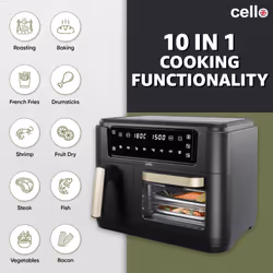 Cello 11 Litre 2-in-1 Double Basket Air Fryer & Oven - Black