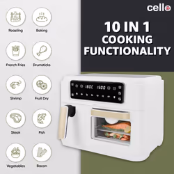 Cello 11 Litre 2-in-1 Double Basket Air Fryer & Oven - White