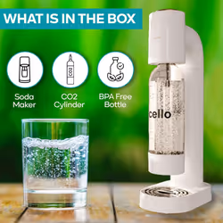 Cello 1 Litre Sparkling Water and Soda Maker Machine in White