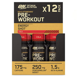 Gold Standard Pre-Workout Energy Shot, Ready to Drink Food Supplement with Beta Alanine, Caffeine, PerforMelon Boost and Vitamin B6 and B12, Cola