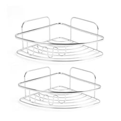 2x Shower Caddy Bathroom Suction Shelf Storage Shampoo Soap Holder No Drill - Corner
