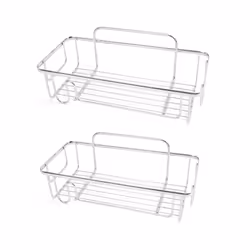2x Shower Caddy Bathroom Suction Shelf Storage Shampoo Soap Holder No Drill - Rectangular