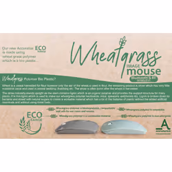 Accuratus Image ECO Wheat Mouse - Wireless Bluetooth 5.1 & RF 2.4Ghz Wheat Grass Polymer Mouse - Pewter Grey