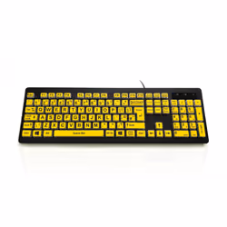 Accuratus KYB-RAINBOW2-VIS, Full-size (100%), Wired, USB, Mecha-membrane key switch, QWERTY, Black, Yellow