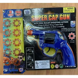 SUPER CAP GUN TRADITIONAL 8 SHOT BOYS TOY PRESENT GIFT BIRTHDAY PARTY BAG FILLER