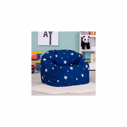 Kids Bean Bag Chair, Navy Blue Bean Bag with Stars, Girls Bean Bag or Boys Bean Bag, Kids Bean Bag with Filling Included, Arrives Pre Filled