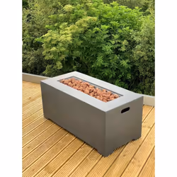 Modern Fire Pit Table Concrete Regulator, Hose & Cover! Electronic Ignition! - 106cm Rectangular Fire Pit Table