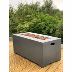 Modern Fire Pit Table Concrete Regulator, Hose & Cover! Electronic Ignition! - 152cm Rectangular Fire Pit Table