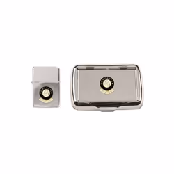 Newcastle United football club polished chrome tobacco tin and stormproof petrol lighter
