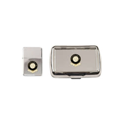 Newcastle United football club polished chrome tobacco tin and stormproof petrol lighter