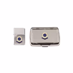 Portsmouth football club polished chrome tobacco tin and stormproof petrol lighter