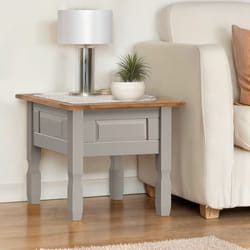 Corona Grey Wax Lamp Table Coffee Table Solid Pine Furniture