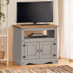 Corona TV Unit Grey Wax Straight Solid Pine