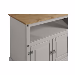 Corona TV Unit Grey Wax Straight Solid Pine