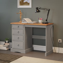 Corona Grey Wax Dressing Table Solid Wood Pine Bedroom Furniture