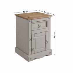 Corona Grey Wax Medium Pot Cupboard Bedside Solid Bedroom Furniture